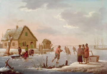 Figures patinant dans un paysage d